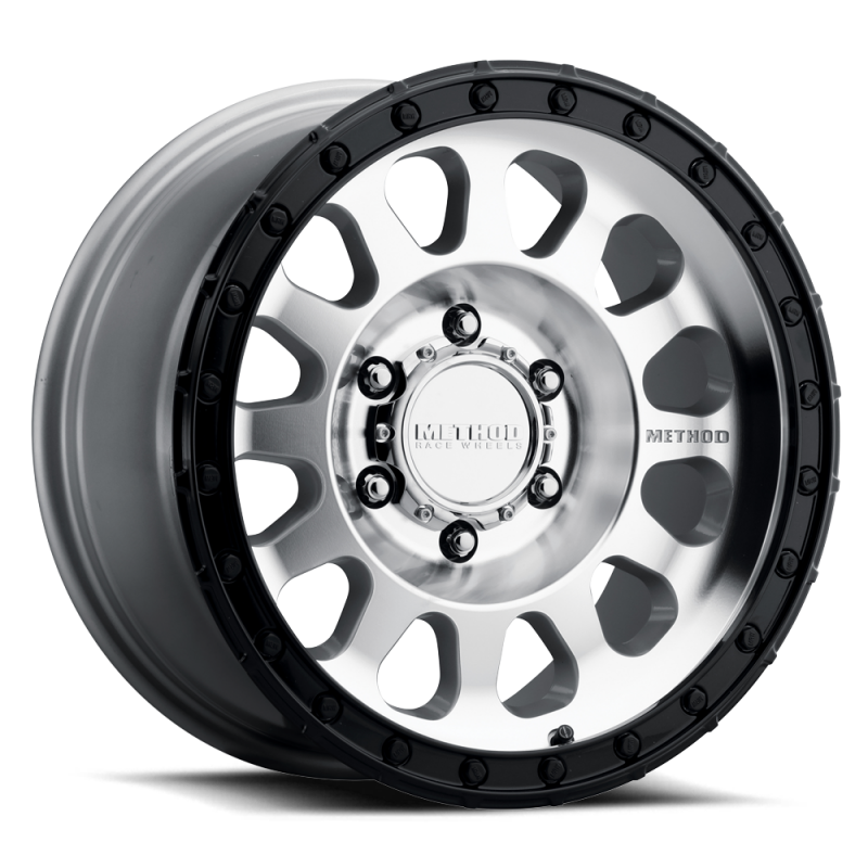 Method MR315 17x9 cast wheel with gloss black lip, -12mm offset, 6x5.5 bolt pattern, 106.25mm CB, machined finish