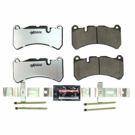 PowerStop Z26 Extreme Street brake pads for 2017-2018 Alfa Romeo Giulia with hardware, high-performance front brake pads.