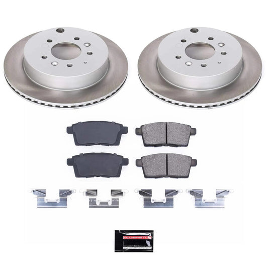 PowerStop rear semi-coated brake rotor kit for Mazda CX-7 2007-2012, performance brake kit with blank rotor design.