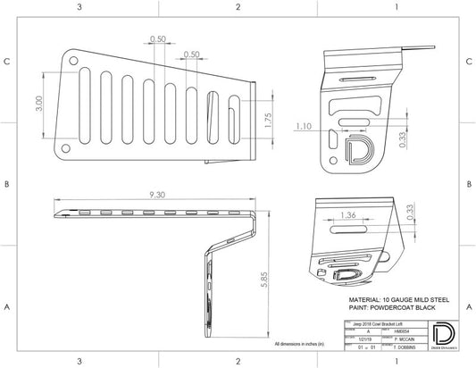 Diode Dynamics SS3 Cowl LED light mounts for Jeep JL Wrangler and Gladiator, yellow pro finish, showcasing sturdy brackets on vehicle cowl
