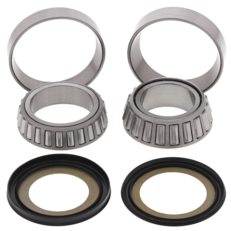 All Balls Racing Yamaha YP400 Majesty steering bearing kit with spindles and knuckles, showing assembled components.
