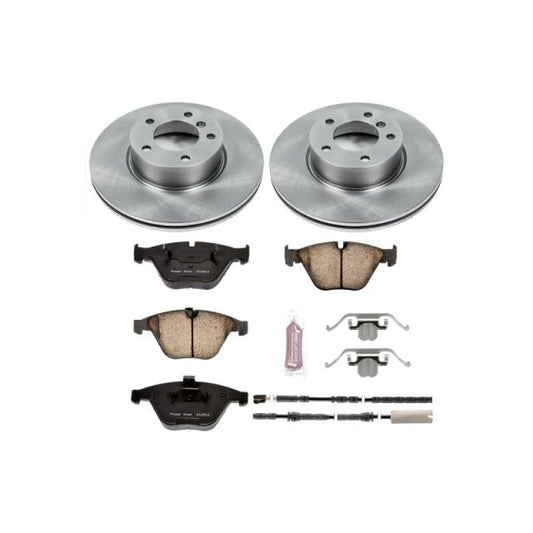 PowerStop OE brake kit for BMW 328i xDrive 2011-2012 with front brake pads and rotors, automotive repair parts.