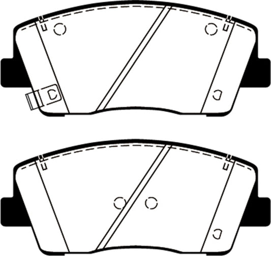 EBC Genesis G70 2.0L Turbo Greenstuff front brake pads for 2019+ turbocharged vehicles, performance brake component.