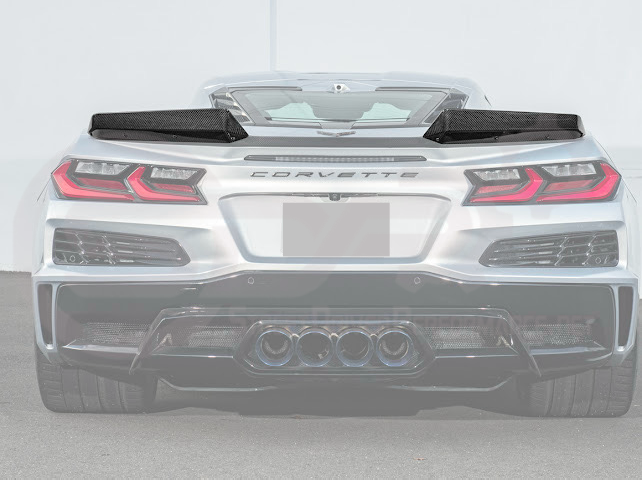 2023-Up CORVETTE C8 Z06 / E-RAY / ZR1 | CARBON FIBER 1.5 INCH EXTENDED REAR SPOILER WING WICKER BILL WINGLETS PAIR