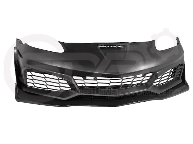 2005-2013 Corvette C6 Z06 | C7 ZR1 Style Primer Black Front Bumper Conversion Kit Replacement