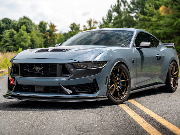 2024-Up Ford Mustang S650 | Dark Horse Factory Style CARBON FIBER Front Bumper Lip Splitter Ground Effects