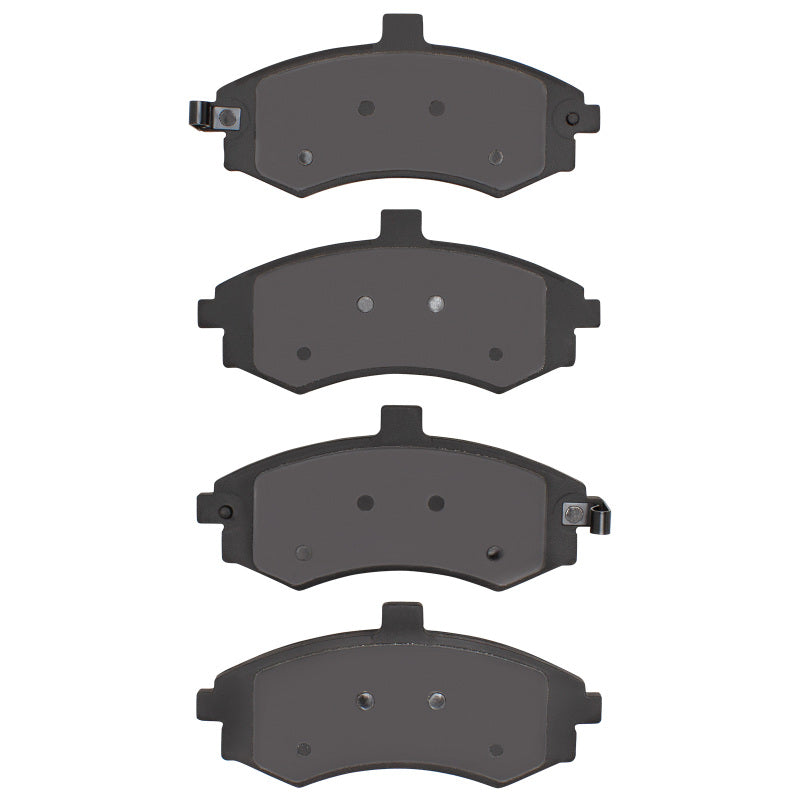 Hyundai Elantra front ceramic brake pads by R1 Concepts, OE style, showing the brake pad set with metal backing and friction surface.