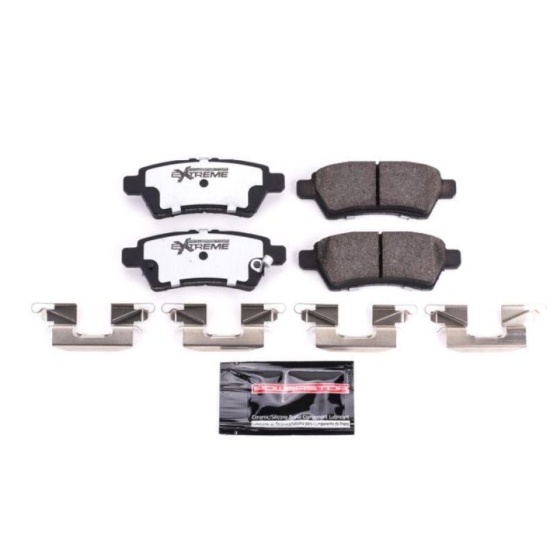 PowerStop rear Z36 truck and tow brake pads for Nissan Pathfinder 2005-2012 with hardware, high-performance brake components.