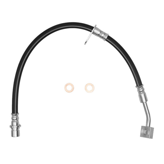 DFC Chevrolet Camaro front-left brake hose from the DFC 10-15 brake line kit, showing the flexible brake line and fittings