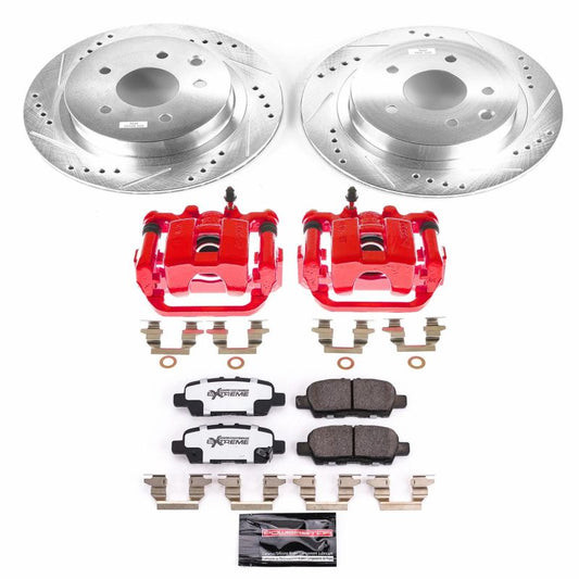 PowerStop Nissan Leaf rear Z26 Street Warrior brake kit with calipers, featuring performance brake components for enhanced stopping power.