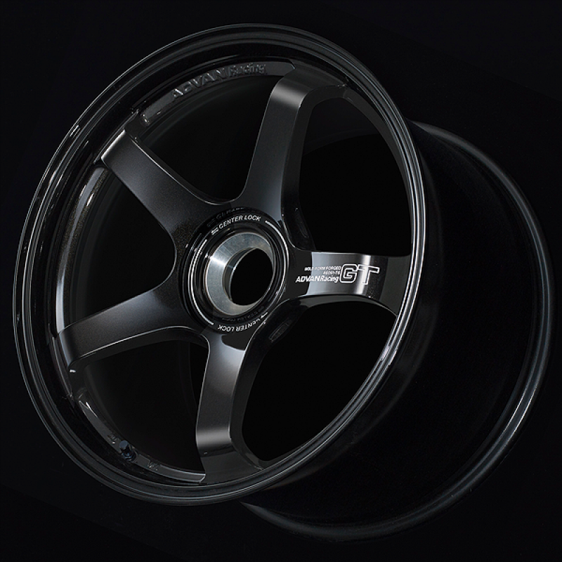 Advan GT forged racing wheels for Porsche, 19x11 inches, titanium black finish, 5x130 bolt pattern, +60 offset, 71.6mm bore