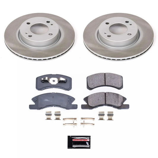 PowerStop front semi-coated rotor kit for Mitsubishi Mirage G4 2017-2020, performance brake components with ventilated design