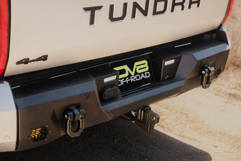 Steel rear bumper for Toyota Tundra 22-26 by DV8 Offroad, durable off-road bumper with rugged steel construction.
