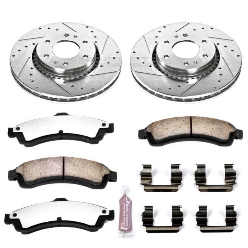 PowerStop Z36 Brake Kit for 2004-2005 Buick Rainier, front performance truck and tow brake components with rotors and pads.