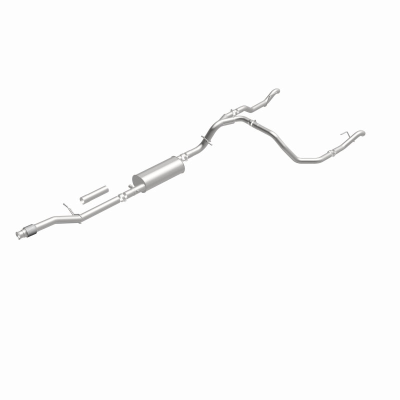 Magnaflow catback exhaust kit for Chevrolet Silverado 1500 5.3L, direct-fit replacement, showing polished metal pipes and muffler