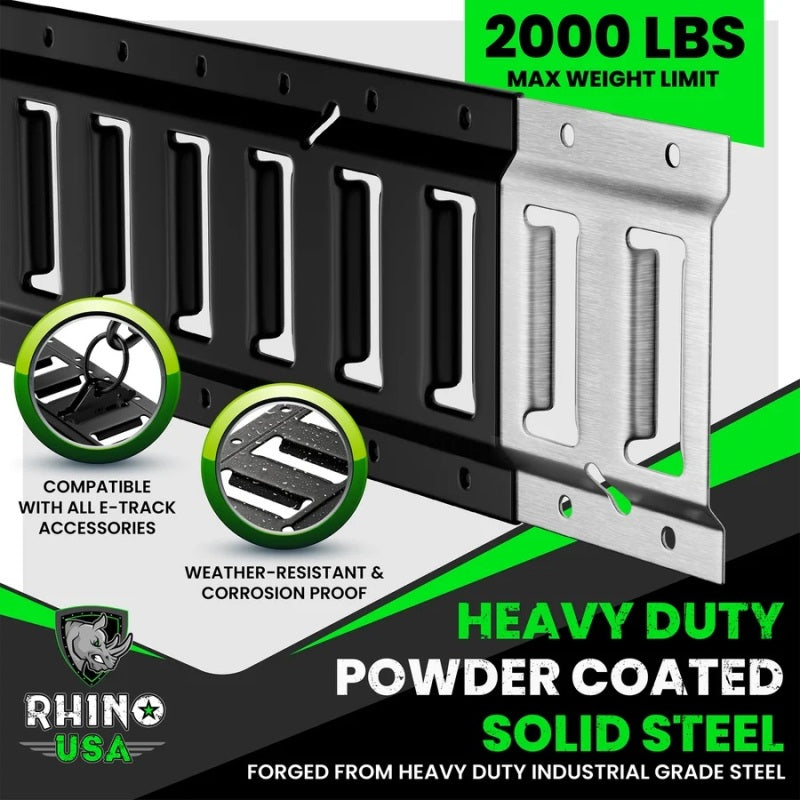 Rhino USA 5Ft E-Track Tie-Down Rails, Silver (4 Pack)