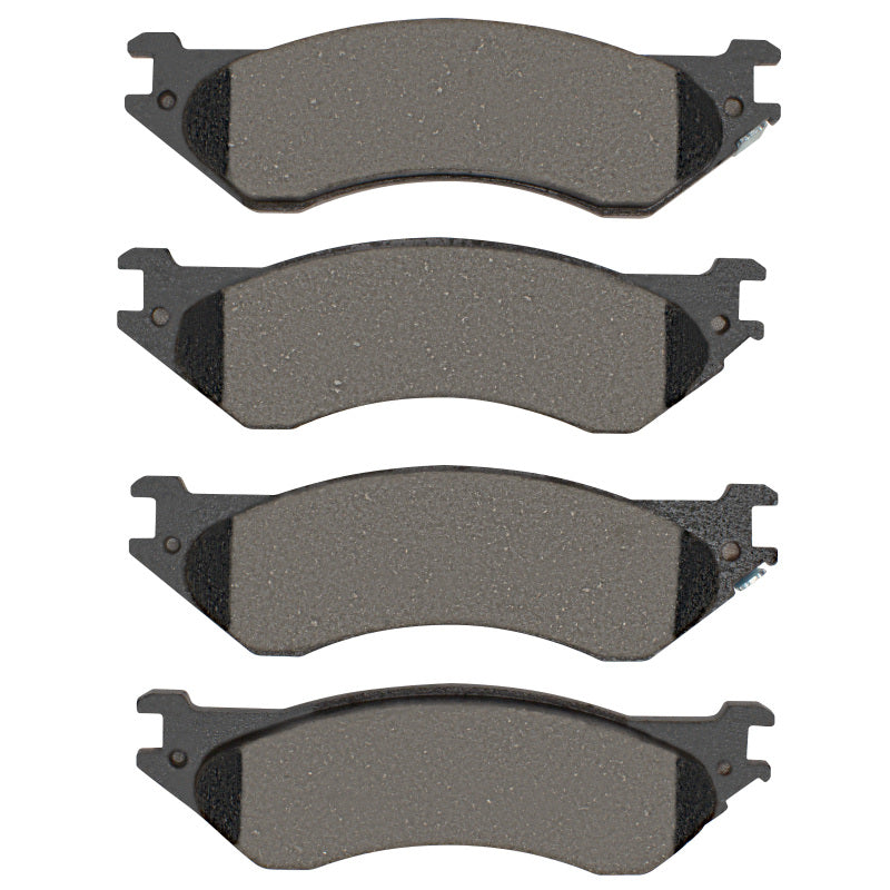 R1 Concepts OE brake pads for Dodge Ram 1500 97-04 pickup, front brake pads with metal backing and friction material.