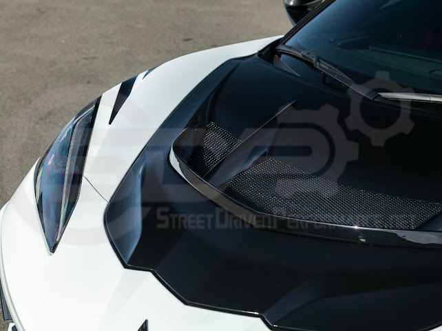 2020-PRESENT CHEVROLET CORVETTE C8 | ZR1 REPLICA STYLE CARBON FLASH FRONT VENTED HOOD