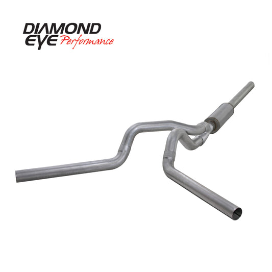 Diamond Eye Performance Catback exhaust pipe for 2004.5-2007.5 Dodge Ram Cummins 600, dual aluminum replacement pipe with diamond eye logo.