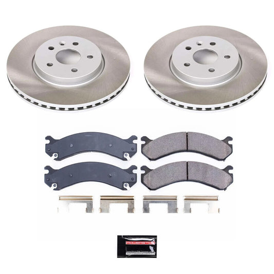 PowerStop front semi-coated rotor kit for Chevrolet Trax 2018-2022, performance brake rotor set with black finish.