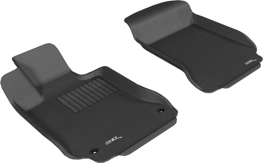 Black 3D MAXpider rubber floor mat for 2008-2014 Mercedes-Benz C-Class W204 first row interior.