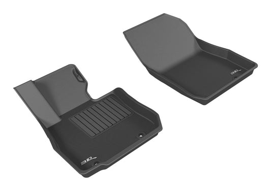 Black 3D MAXpider rubber floor mat for the first row of Mazda CX-3 (2016-2019), featuring textured surface and custom fit.