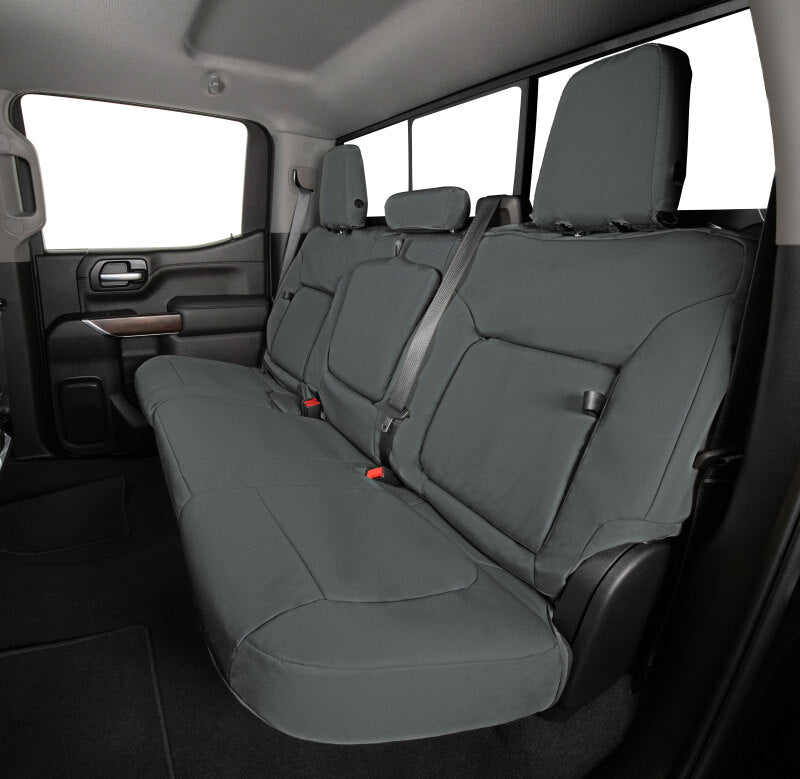Covercraft Endura PrecisionFit second row seat covers for Toyota Corolla 2023-2026, custom-fit durable fabric, installed on vehicle seats.