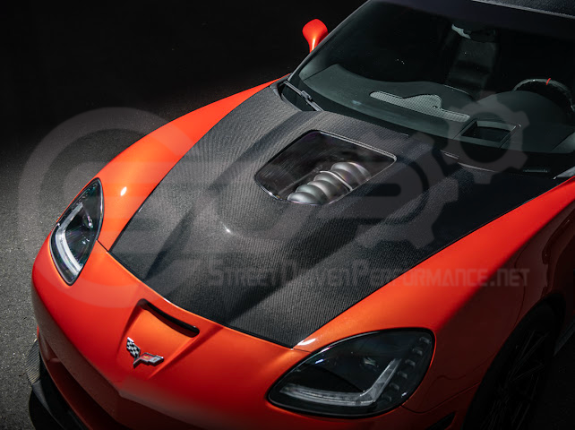 2005-2013 Chevrolet Corvette C6 | ZR1 Style Carbon Fiber Front Hood w/ Clear Window Insert
