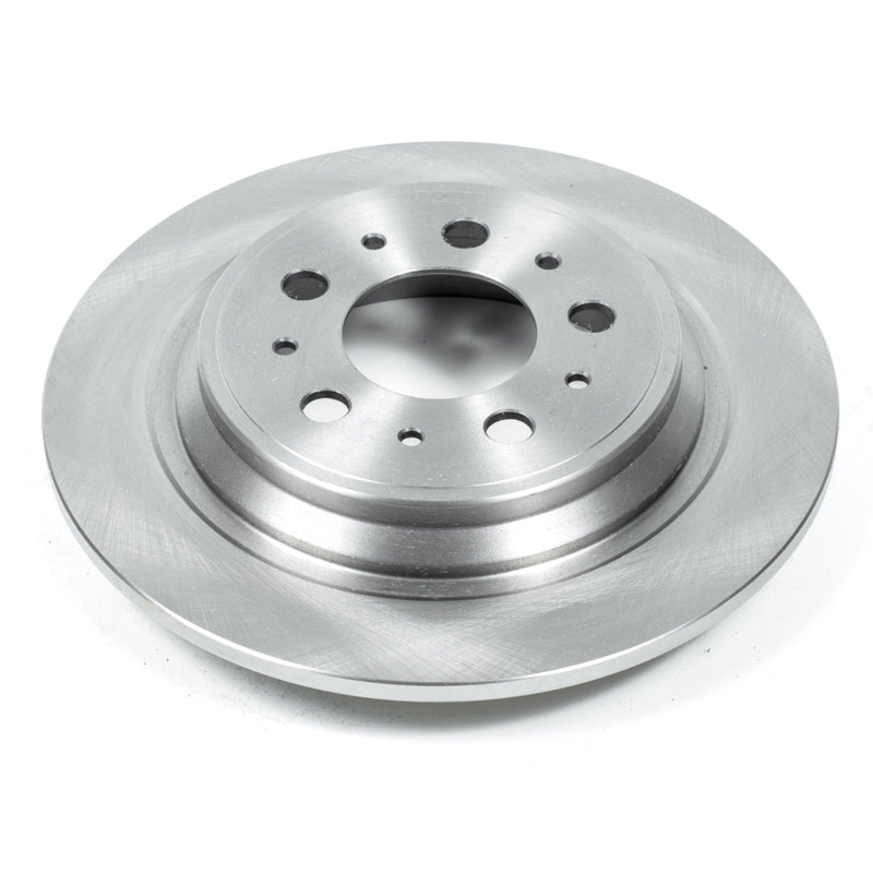 PowerStop rear OE brake rotor for 99-00 Volvo S70, showing the vented metal rotor with mounting holes and clean surface.
