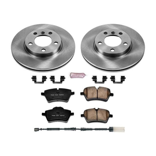 PowerStop OE brake kit for 2011-2016 Mini Cooper Countryman front brakes, includes brake pads and rotors