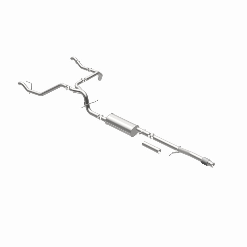 Magnaflow catback exhaust kit for Chevrolet Silverado 1500 5.3L (2019-2024) with polished stainless steel pipes and muffler.