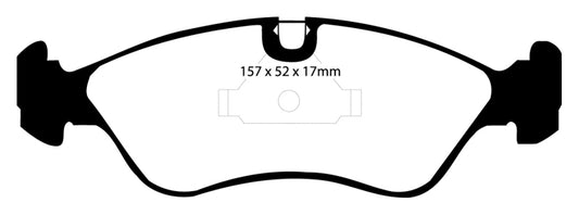 EBC Redstuff front brake pads for Opel Astra 2.0 1991-1995, performance brake pads with red friction material.