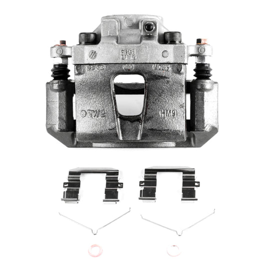 PowerStop OE front left brake caliper with bracket for 2015-2018 Hyundai Sonata, showing the metal caliper component.