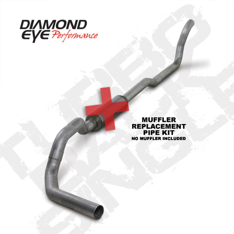 Diamond Eye Performance Turbo Back exhaust pipe for 89-93 Dodge Cummins 5.9L 2-wheel drive, showing the stainless steel pipe and muffler
