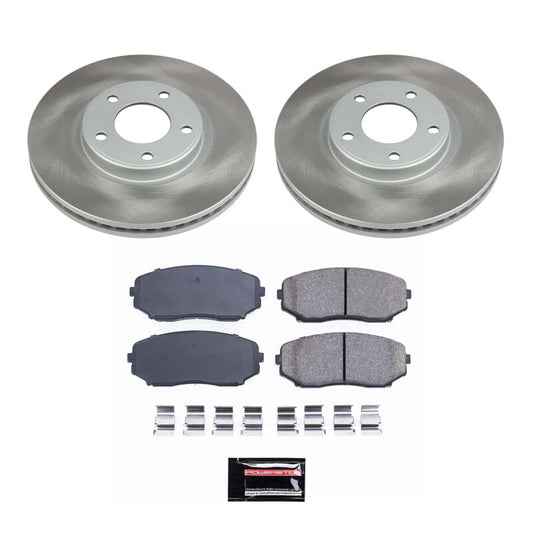 PowerStop front semi-coated rotor kit for 2007-2008 Lincoln MKX, performance brake components with a clean, smooth finish