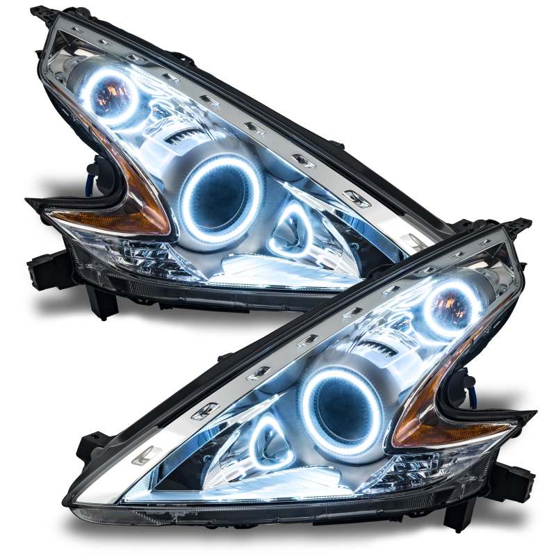 Oracle Lighting Nissan 370Z 2009-2020 LED dual halo headlight kit with white halos, designed for enhanced visibility and style.