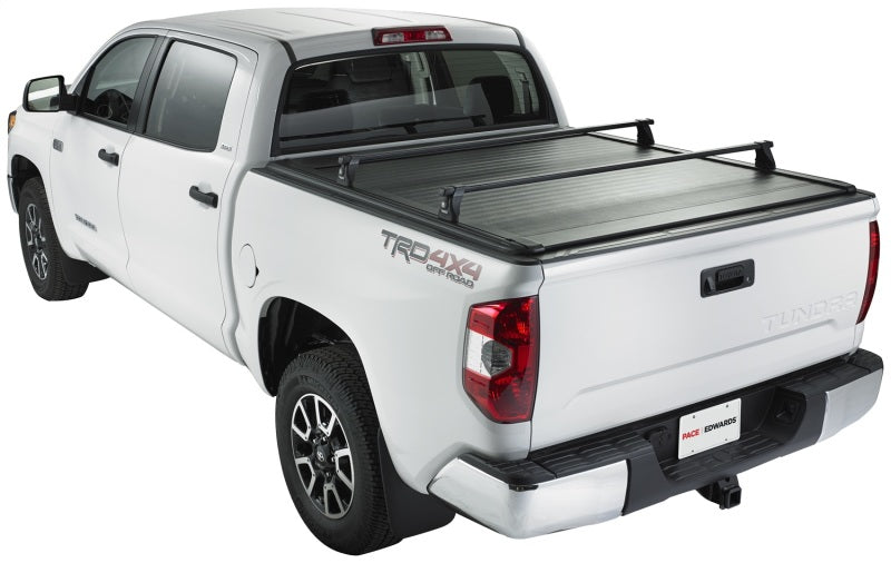Pace Edwards UltraGroove retractable bed cover on a 2021+ Ford F250/F350 Super Duty 8ft bed, showing the sleek, durable design.