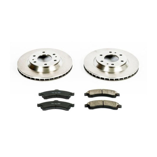 PowerStop OE brake kit for 2004-2005 Buick Rainier front brakes, includes rotors and pads for improved stopping power.