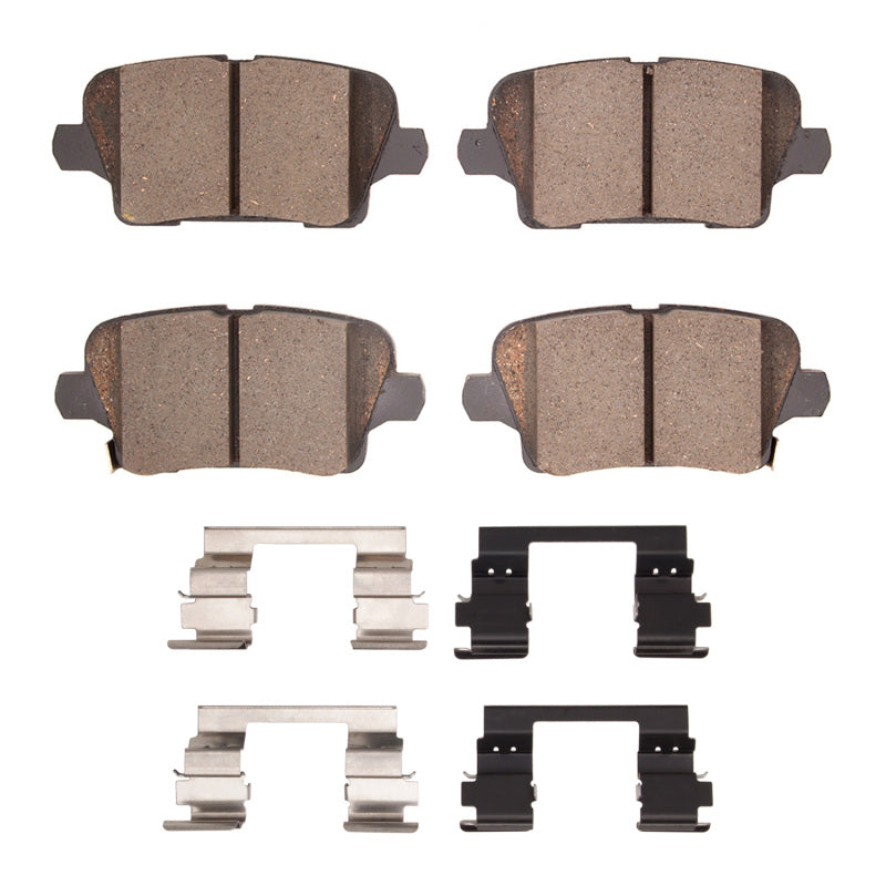 R1 Concepts OE rear ceramic brake pads and hardware kit for Buick Envision R1 18-25, shown with brake components.