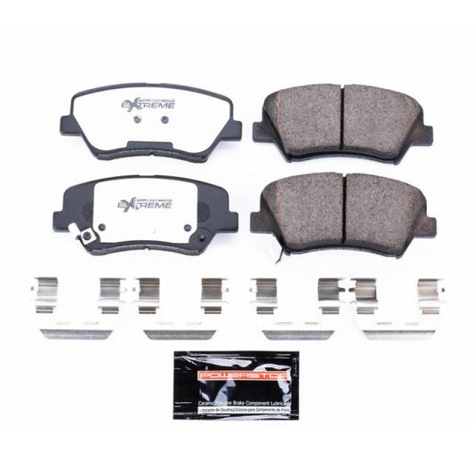 PowerStop Z26 front brake pads with hardware for 2011-2016 Hyundai Elantra, performance brake pads for improved stopping power.