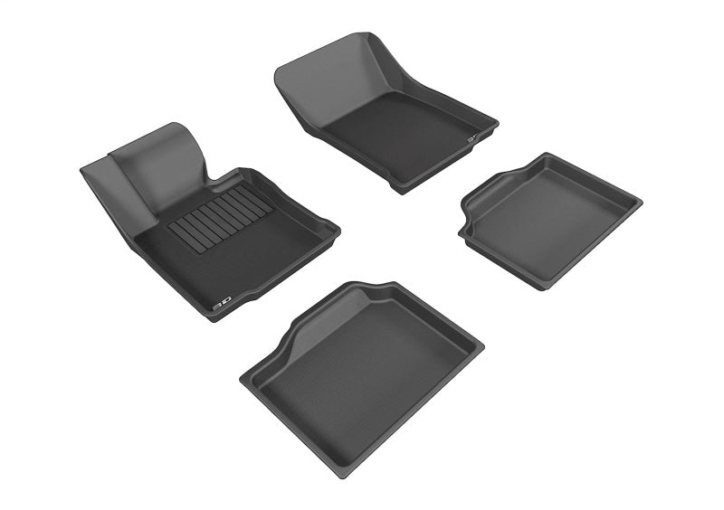 3D MAXpider Kagu black rubber floor mats for 2014-2016 Mini Countryman S and JCW, full set with textured surface and custom fit