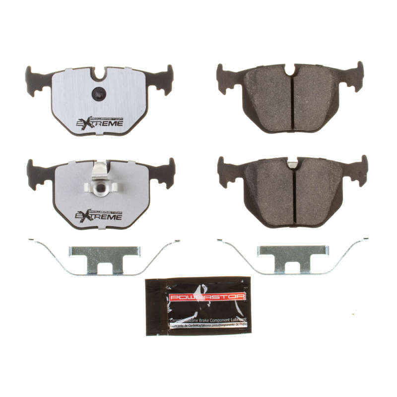 PowerStop Z26 Extreme Street rear brake pads for BMW 330Ci, performance brake pads with hardware included.