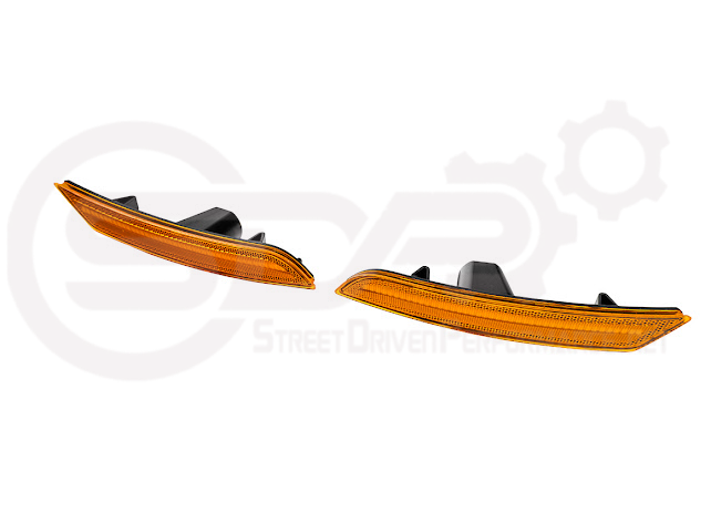 2016-2024 Chevrolet Camaro | Front Bumper Side Marker Lens w/ Amber LED Reflector Light Pair (Clear / Amber / Smoke)