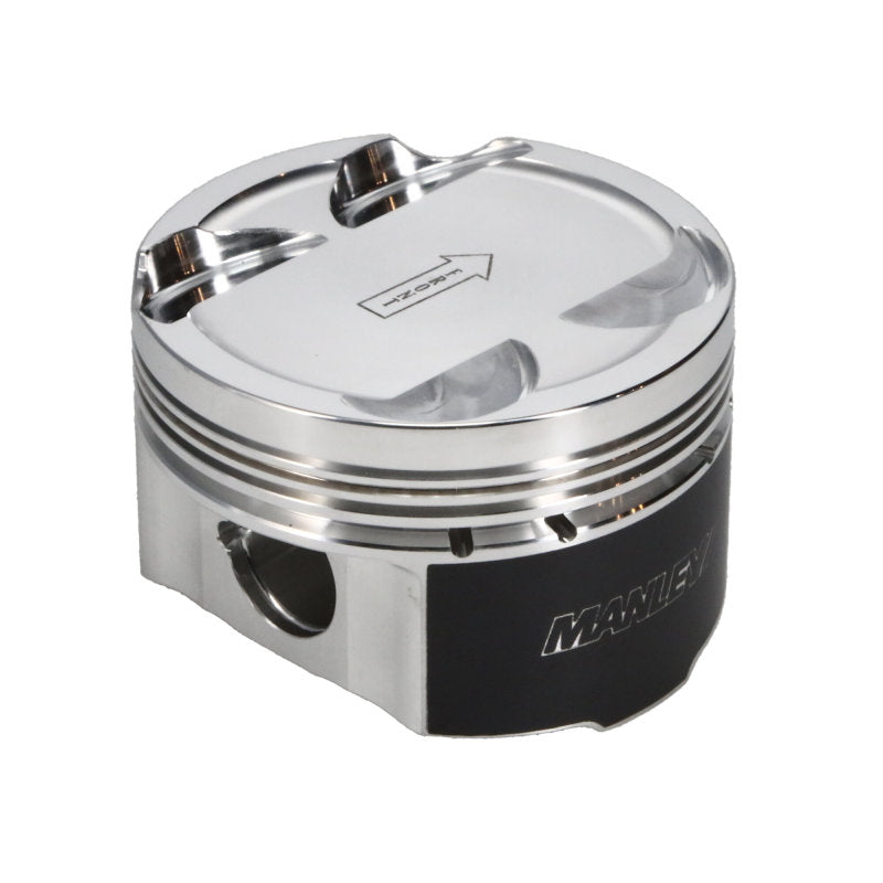 Manley Performance forged piston set for Toyota Supra 2JZGTE, 86mm bore, 6-cylinder, includes rings and dish design.