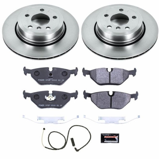 PowerStop rear track day brake kit for BMW X3, performance brake pads and rotors with black finish, high-performance braking components.