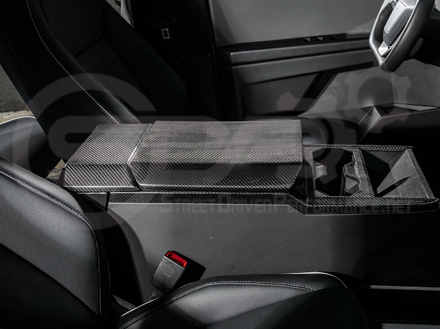 2024-Up Tesla Cybertruck | Interior DRY Carbon Fiber Armrest Trim Cover (Copy)