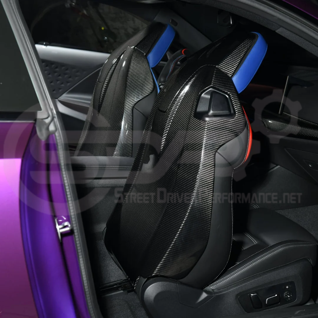 2021+ BMW G87 G80 G82/G83 M2 M3 M4 | DRY CARBON FIBER TAPE-ON FULL SEAT BACK HEADREST COVER PAIR