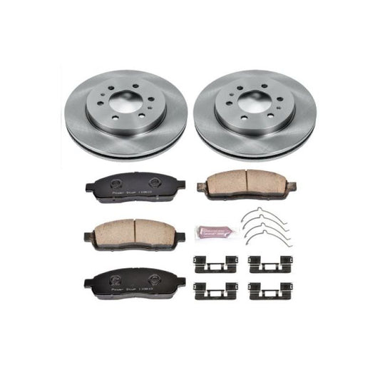 PowerStop OE front brake kit for 2009 Ford F-150, includes brake rotors and pads, designed for reliable stopping performance.