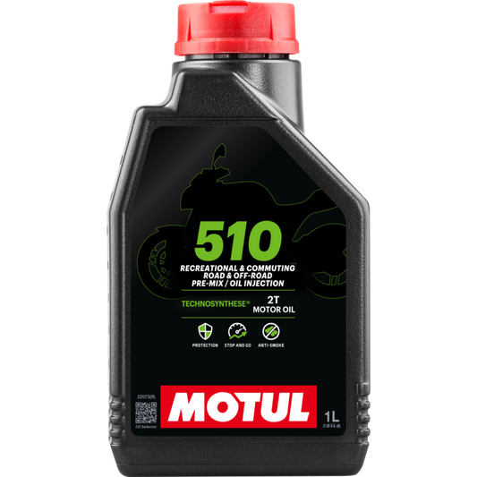 Motul 510 2T Pre-Mix Oil Injection bottles, 12-pack of 1-liter motor oils for two-stroke engines