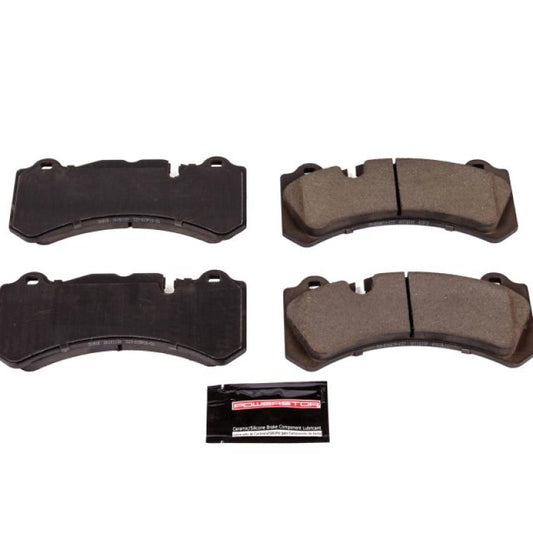 PowerStop Z23 Evolution Sport brake pads with hardware for front of 2015-2018 Volvo S60, high-performance brake replacement.